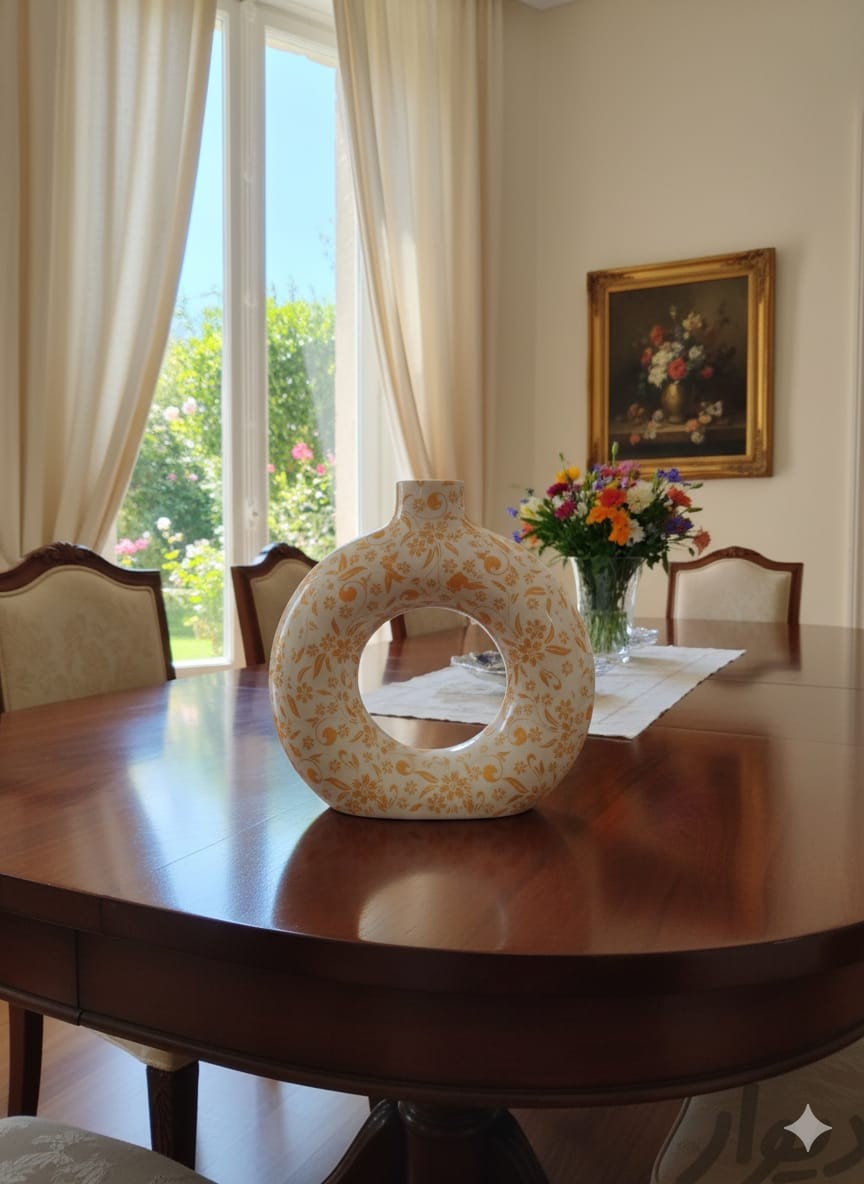 Donut shape vase | Home & Office decor | good for gift for special day | Material ceramic | (size 8 inches) | pattern printed.