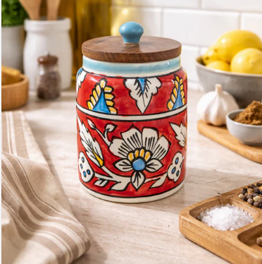 The Hand Made Mugal Art Ceramic Storage Jar