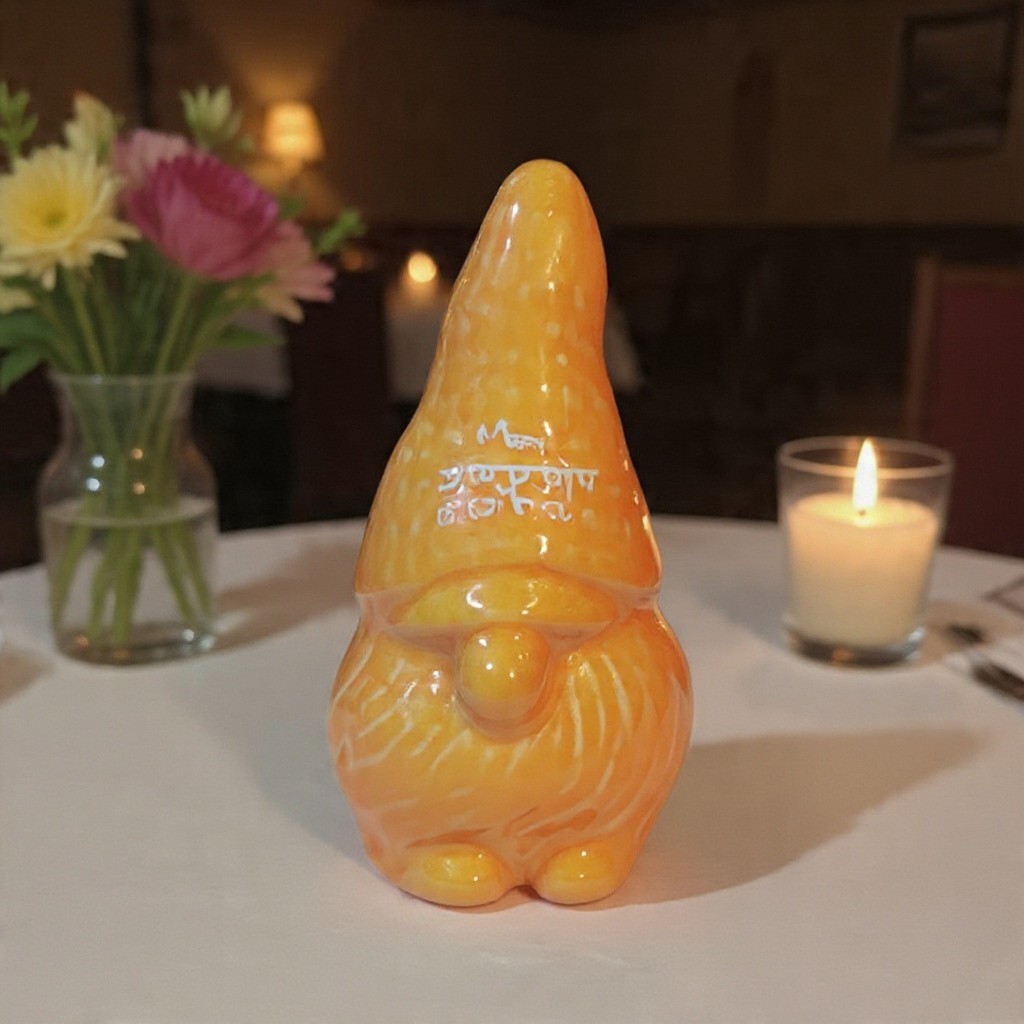Ceramic Gnome Figurine - Green/Orange