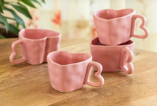 'Heart Pink' Ceramic Tea And Coffee Mugs