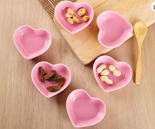 Pink Love Heart Shaped Ceramic Bowl
